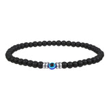 Men's 4mm Natural Stone Bracelet with Evil Eye Bead – Thor