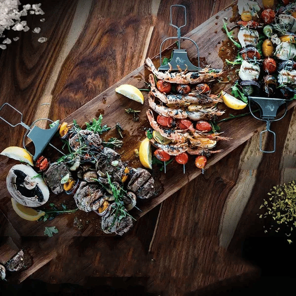 3er Grillspieß-Set mit Abstreifer – Ideal für BBQ, Grillen und Spießen