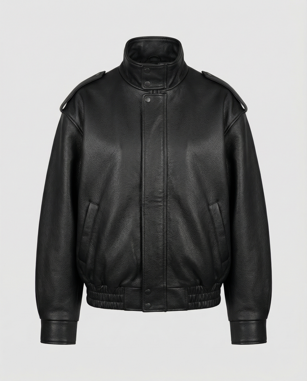 Women's notch lapel leather jacket, view 3