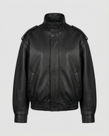 Women's notch lapel leather jacket, view 3