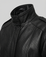 Women's notch lapel leather jacket, view 5