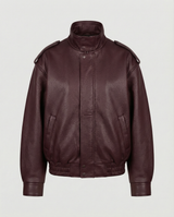 Women's notch lapel leather jacket, view 6