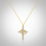 Cross Necklace Crown Pendant Gold Silver Faith Jewelry