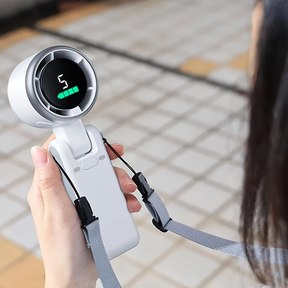 Portable Handheld Fan – USB-C Rechargeable, 5 Speeds & 180° Adjustable Tilt