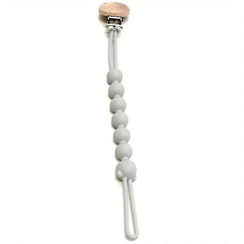 Silicone Pacifier Clip Chain – BPA-Free, Wooden Clip & Bear Design for Babies