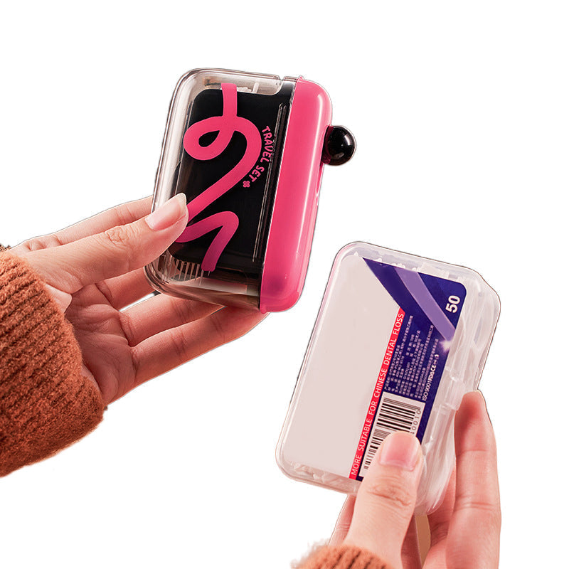 Push-Button Floss Pick Dispenser – 100 Picks, Refillable & Dustproof
