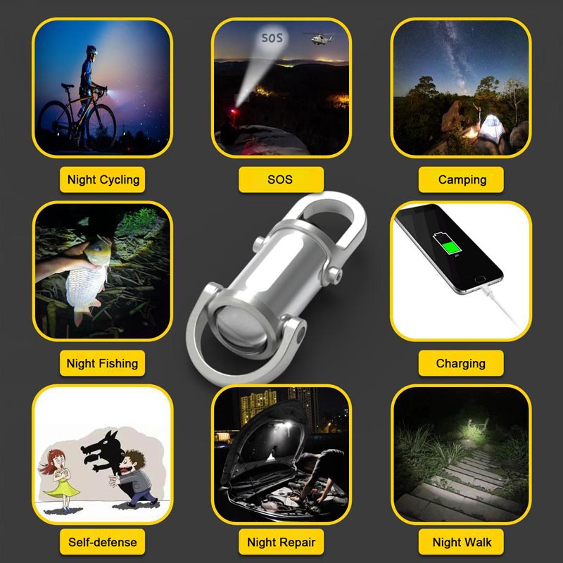 1200-Lumen LED Keychain Flashlight – Powerbank, 7 Modes & Waterproof