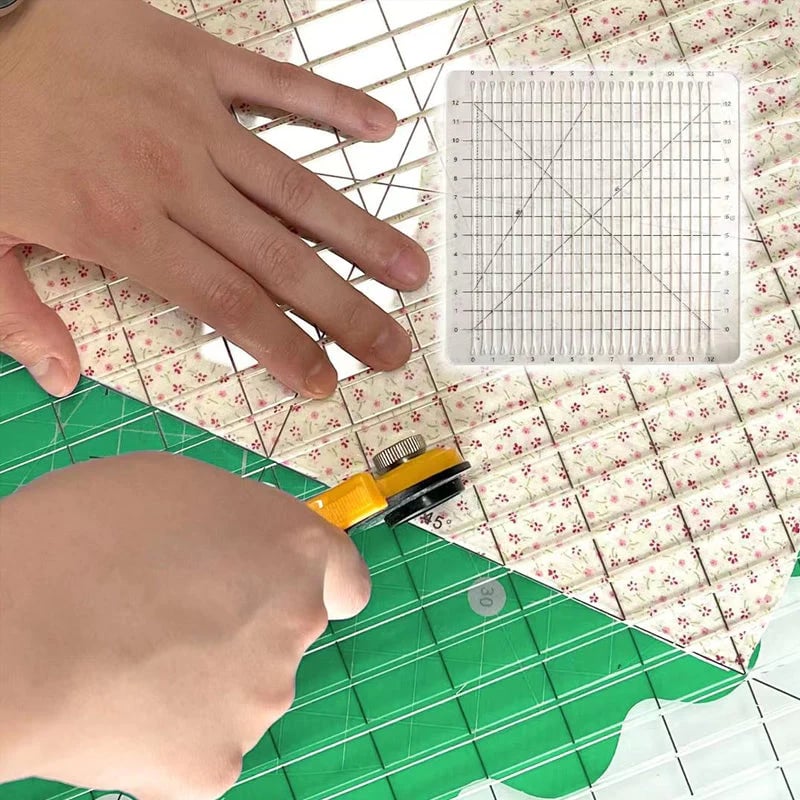 Quilting Cutting Ruler with Non-Slip Grip – 35×20cm, Cuts 6 Fabric Layers & Ambidextrous