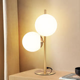 Modern Golden Table Lamp | White Glass Globe Design