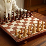 Premium Foldable Walnut Chess Set | Hand-Carved Wooden Pieces & Elegant Board Design