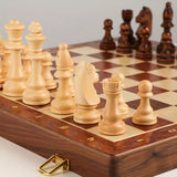 Premium Foldable Walnut Chess Set | Hand-Carved Wooden Pieces & Elegant Board Design