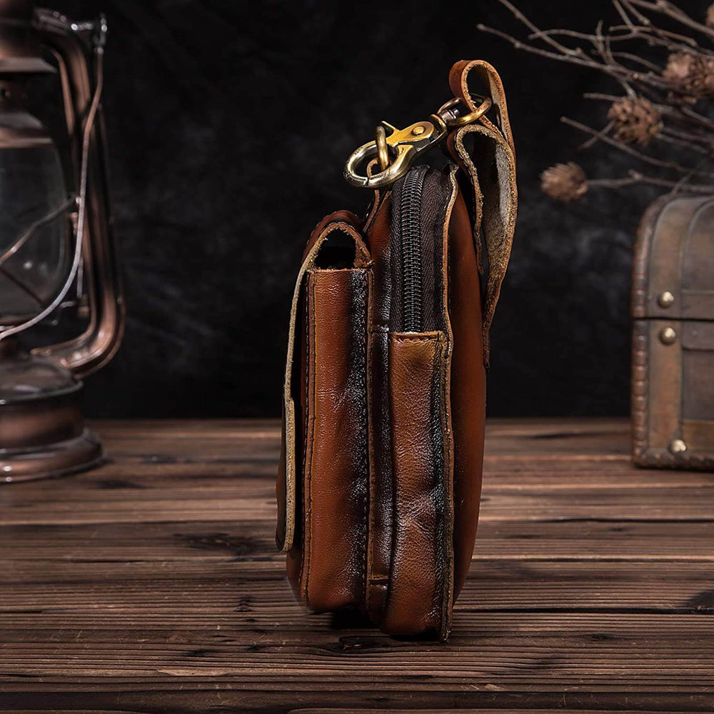 Premium Genuine Leather Men's Waist Pack - Stylish & Durable Fanny Pack for Everyday Use