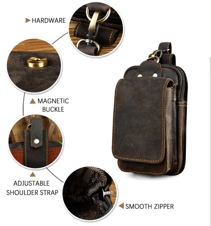 Premium Genuine Leather Men's Waist Pack - Stylish & Durable Fanny Pack for Everyday Use
