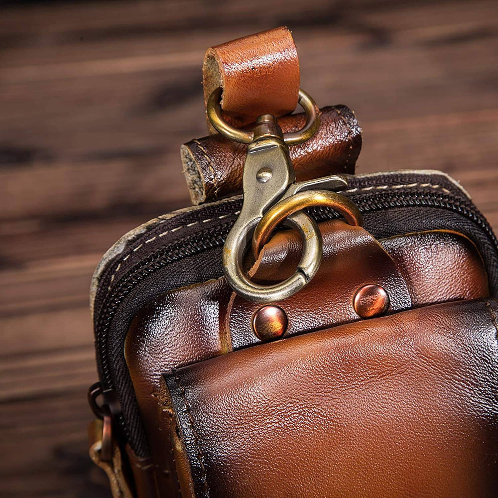 Premium Genuine Leather Men's Waist Pack - Stylish & Durable Fanny Pack for Everyday Use