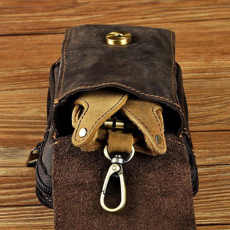 Premium Genuine Leather Men's Waist Pack - Stylish & Durable Fanny Pack for Everyday Use