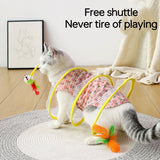 Cat Play Tunnel with Feathers & Balls – Collapsible Sisal, Interactive Hunting Toy