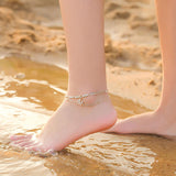 Layered Rhinestone Anklet – Women's, Gold-Plated & Adjustable Clasp