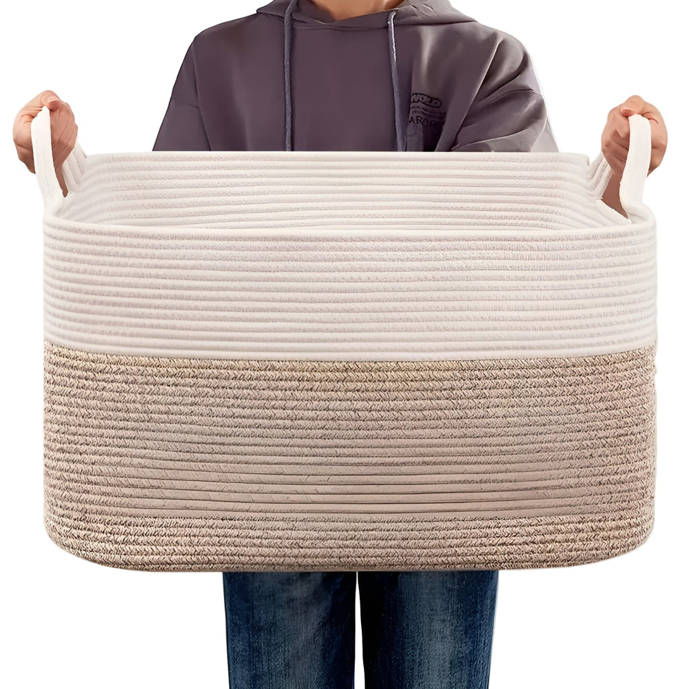 Optimized Product Title: "Großer Baumwollseil Aufbewahrungskorb mit Griffen – Robuster und Stilvoller Organizer für Zuhause" 

This title includes relevant keywords while also highlighting the product's features and benefits, making it more appealing for