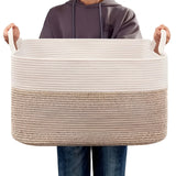 Optimized Product Title: "Großer Baumwollseil Aufbewahrungskorb mit Griffen – Robuster und Stilvoller Organizer für Zuhause" 

This title includes relevant keywords while also highlighting the product's features and benefits, making it more appealing for