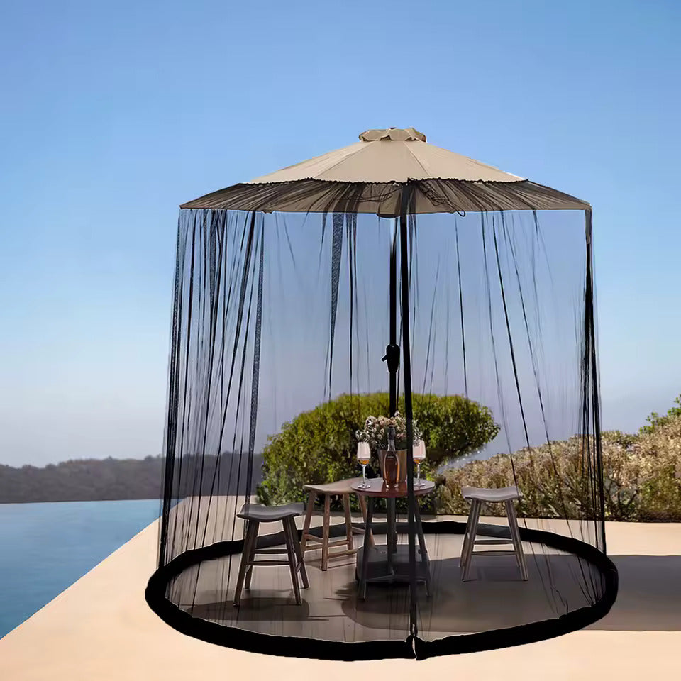 Patio Umbrella Mosquito Net – Ø335cm, Zippered, Fits 229–299cm Umbrellas