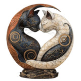 Cat Yin-Yang Sculpture – Handcrafted Resin, Hand-Painted & 15cm Tall
