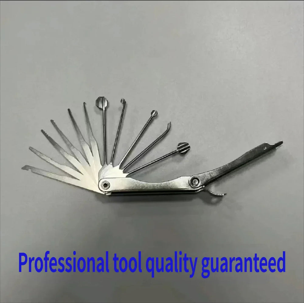 Folding Lock Pick Tool Set – Stainless Steel, 5 or 11 Pieces & Keychain Portable