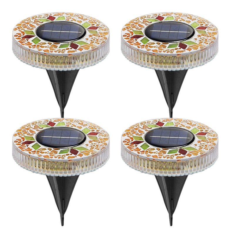 Solar Mosaic Glass Path Lights – 6 LEDs, 10-Hour Runtime & 4-Pack with Stakes