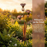 Copper Calla Lily Garden Stake – 61cm, Wind Chime Bells & Weatherproof Iron