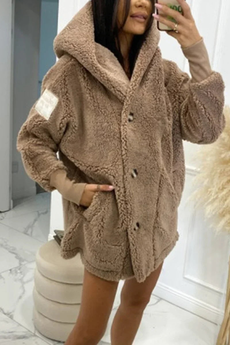 Sabrina Women's Plush Hooded Jacket - Cozy & Stylish Outerwear for Cold Weather