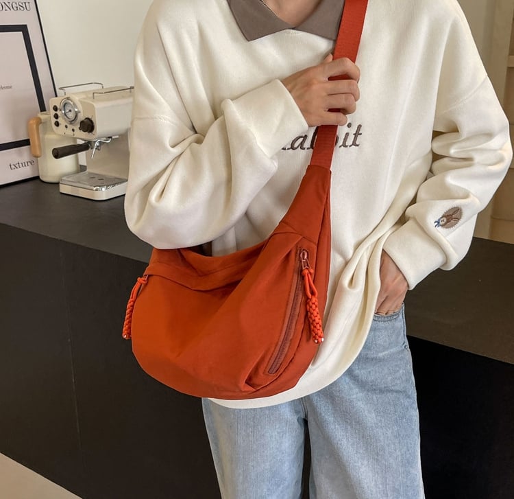 Nylon Crossbody Bag – Multiple Compartments, Adjustable Strap, 34×22cm, Unisex