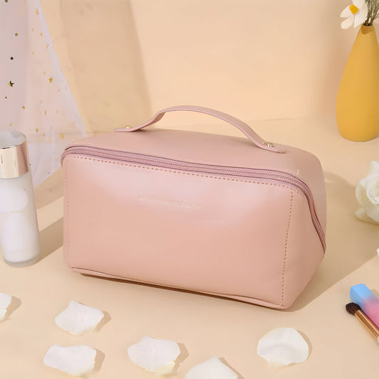 Makeup Bag Travel Organizer – PU Shell, Large Capacity & Cosmetic Case