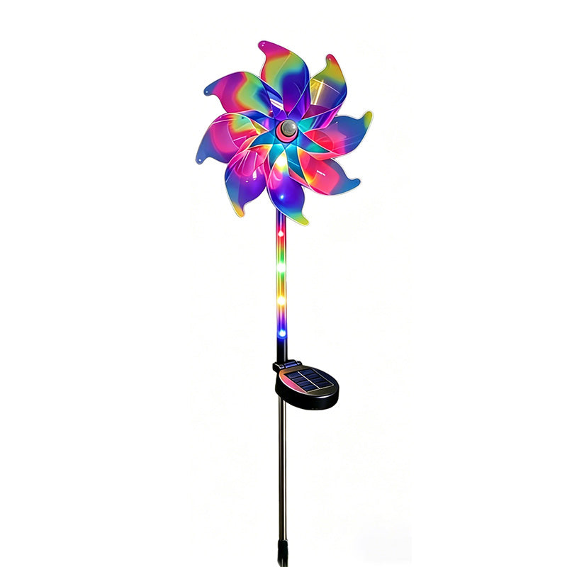 Solar Garden Wind Spinner – LED Lights, Weatherproof, 8-Hour Runtime, Ground Stake