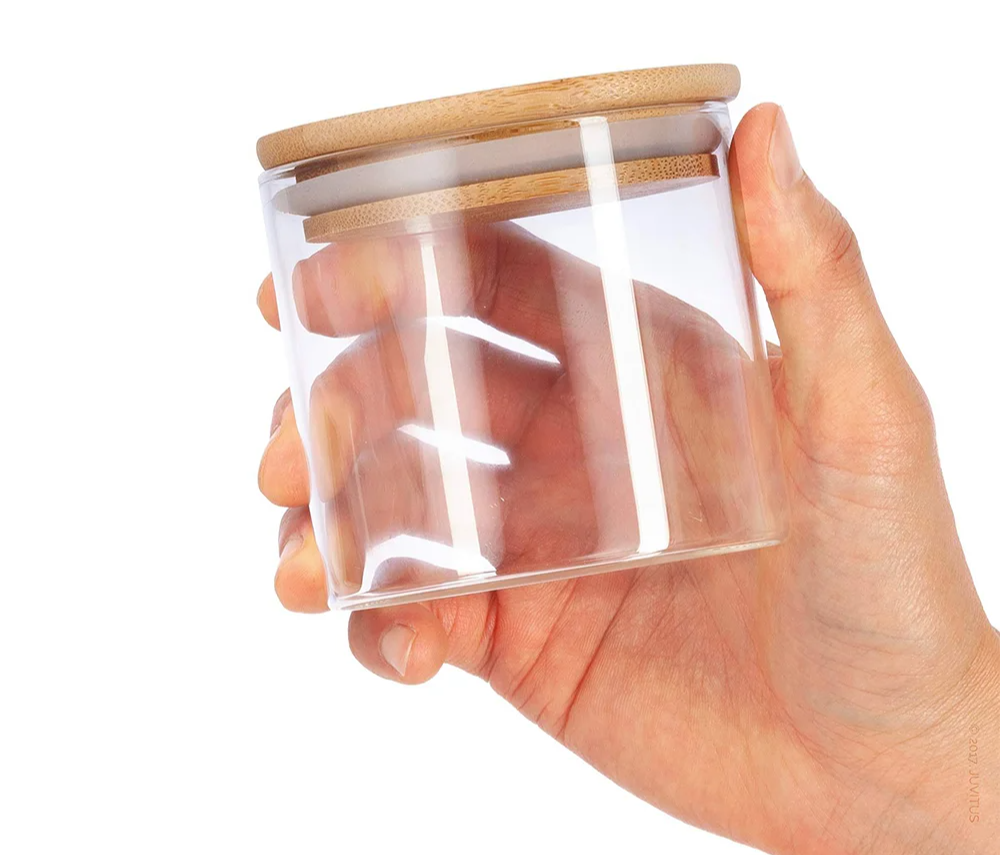 Glass Storage Jars with Wooden Lids – Airtight, Set of 5 & 300-950ml