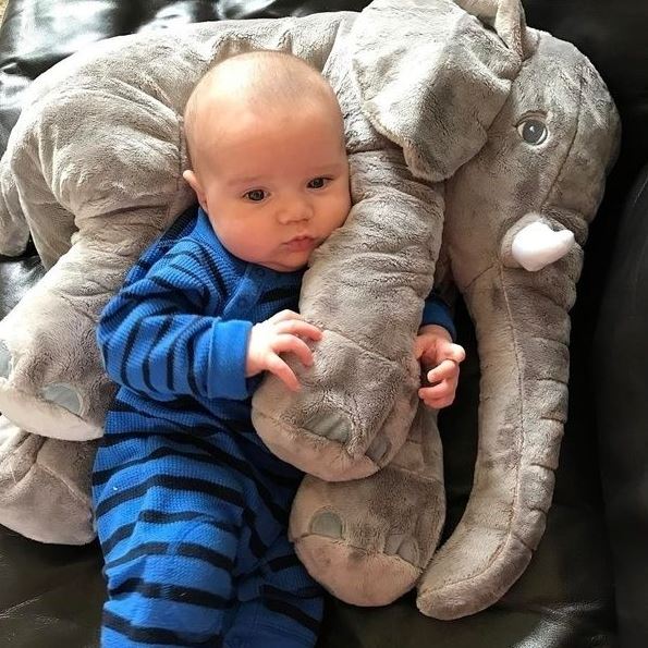 Elephant Baby Cushion – Hypoallergenic Cotton, Machine-Washable & 40/60 cm