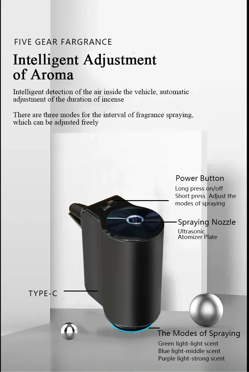 Enhanced Product Title: **USB Electric Aroma Diffuser & Air Freshener for Car - Portable Humidifier with Essential Oil Diffusion**