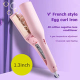 Professional French Wave Hair Waver - Create Effortless Beachy Waves & Curls - Adjustable Temperature for All Hair Types