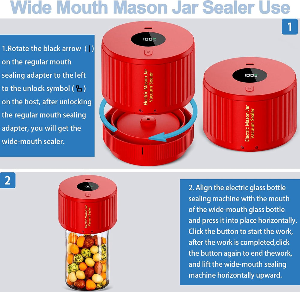 Electric Mason Jar Vacuum Sealer Kit - Preserve Freshness Quickly & Easily!