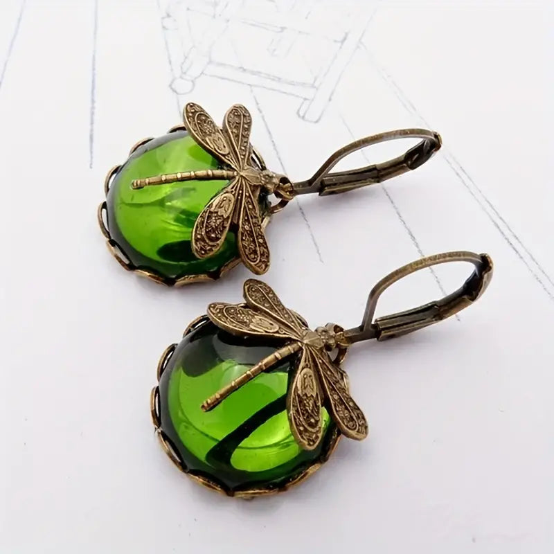 Elegant Moonstone Drop Earrings with Dragonfly Design – Stylish & Unique Jewelry for Any Occasion