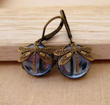 Elegant Moonstone Drop Earrings with Dragonfly Design – Stylish & Unique Jewelry for Any Occasion