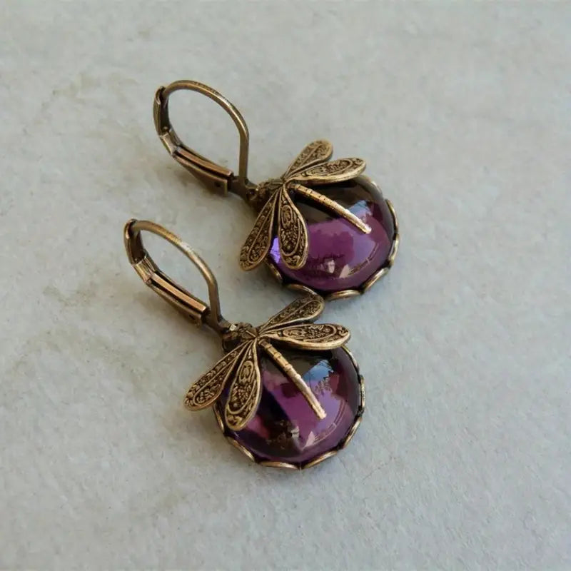 Elegant Moonstone Drop Earrings with Dragonfly Design – Stylish & Unique Jewelry for Any Occasion