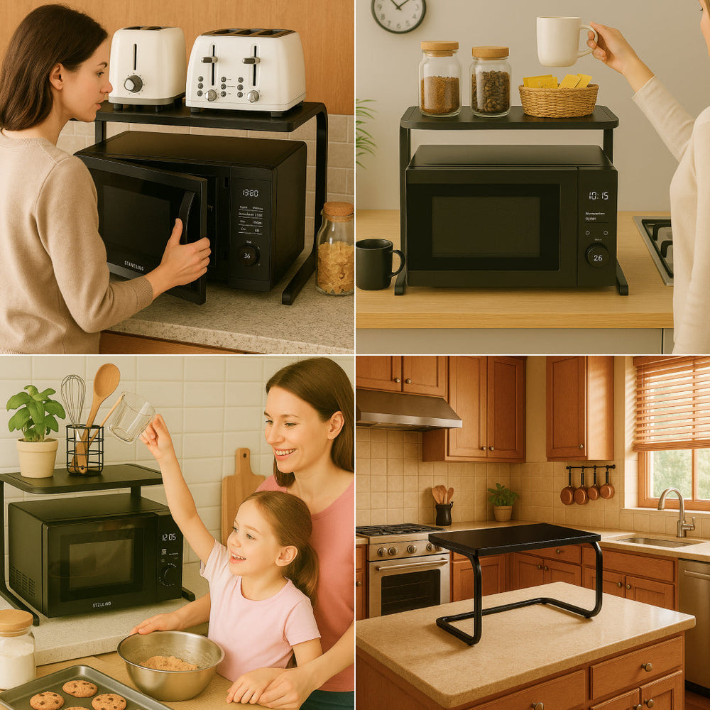 Countertop Kitchen Shelf Rack – 2-Tier, Holds 25kg & No-Drill Setup
