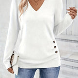 Ladies' sweater with V-neck and button detail – Iris - 3