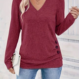Ladies' sweater with V-neck and button detail – Iris - 4