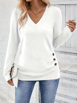 Ladies' sweater with V-neck and button detail – Iris - 5