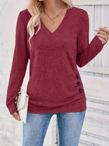 Ladies' sweater with V-neck and button detail – Iris - 7
