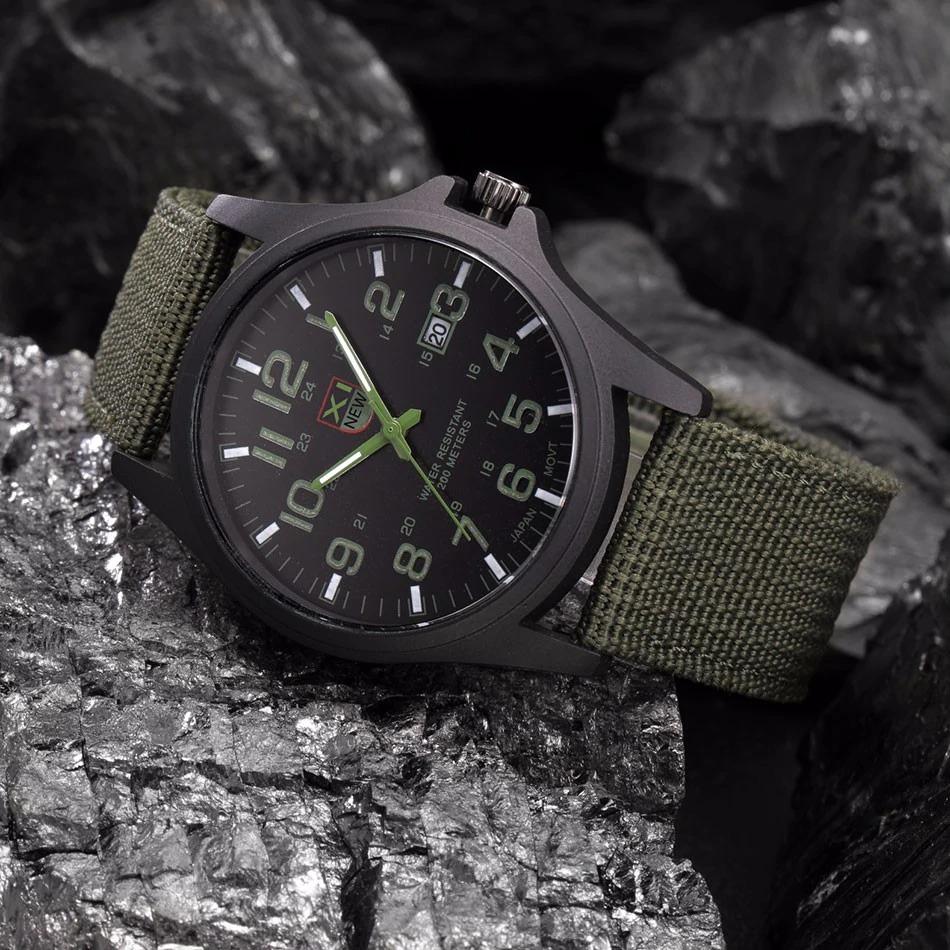 Men's Tactical Watch – LED Backlight, 50m Waterproof, Stopwatch, Silicone Strap