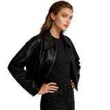 Women's oversized leather jacket, view 2