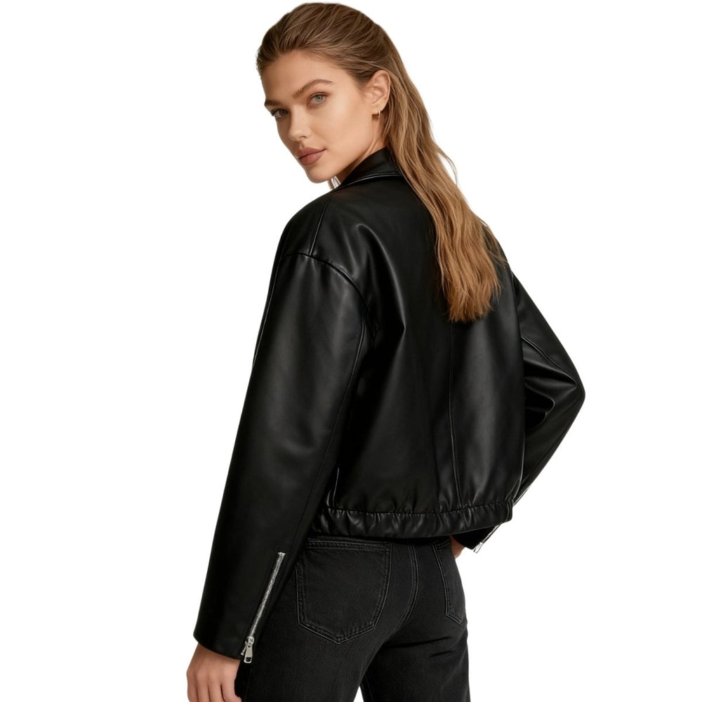 Women's oversized leather jacket, view 3
