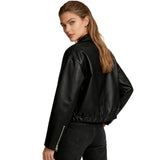 Women's oversized leather jacket, view 3