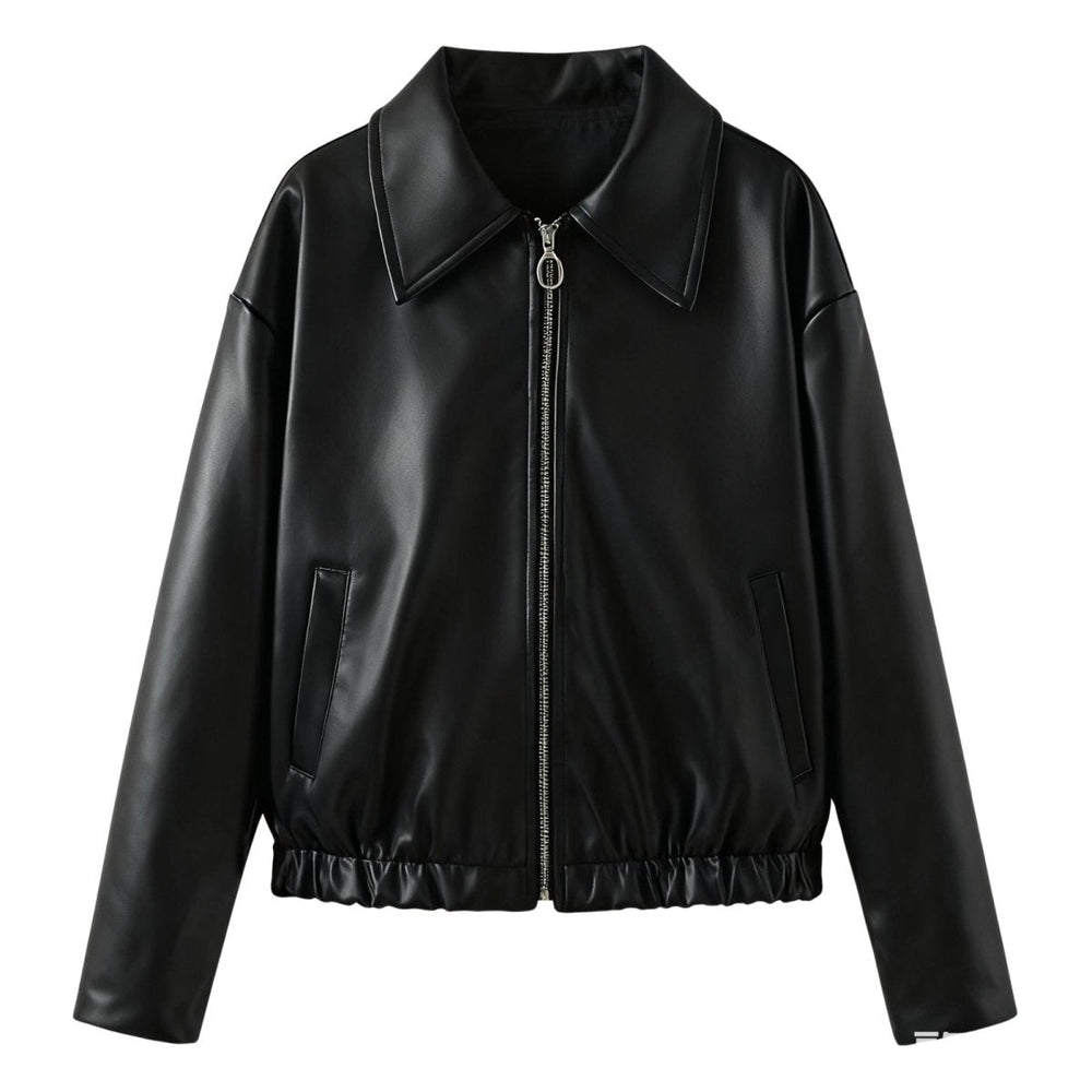 Women's oversized leather jacket, view 4